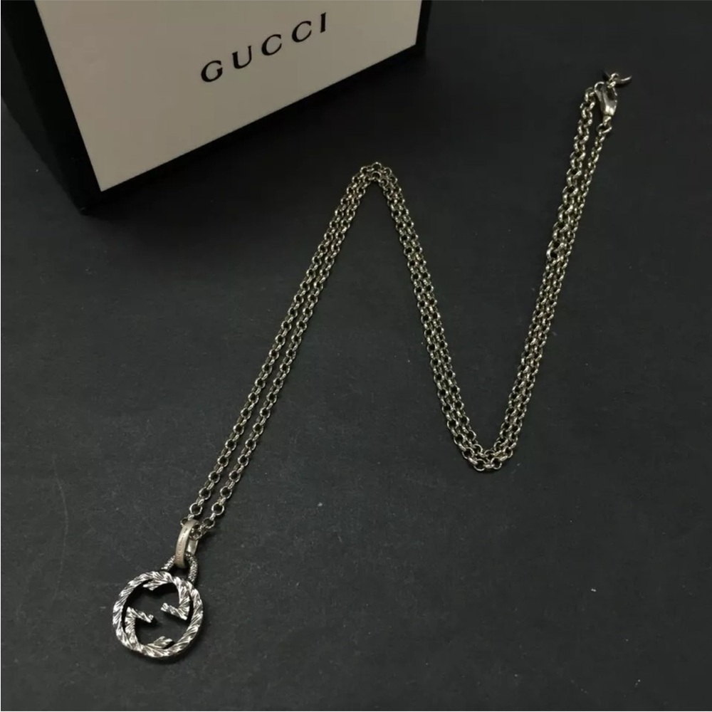 Auth Gucci Arabesque Interlocking Gg Silver 925 P… - image 2